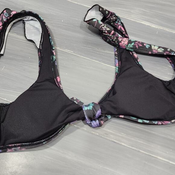 Aeropostale Live Love Dream Bikini Swim‎ Top Black Floral Small - Picture 5 of 8